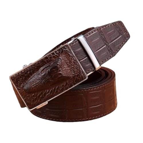 Classic Belt Leather Stitching Belt Men with Engraved Animal Belt for Men Buckle Slide Waist Strap Trim to Fit Belts