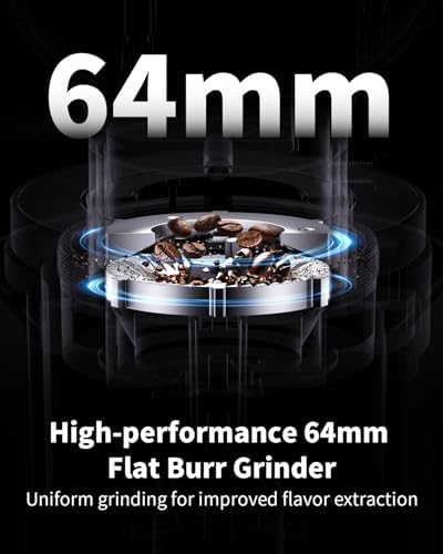 SHARDOR 64mm Flat Burr Coffee Grinder, 100 Settings, Anti-Static, Black - 1
