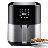 OJF Air Fryer,6.8 QT Electric Hot Air Fryer Oilless Cooker with Skewers and Racks,8 Preset Menus Digital Touchscreen Air Fryers w/ Recipe Cookbook,Auto Shut Off,60 Timer 1500W ETL,Black