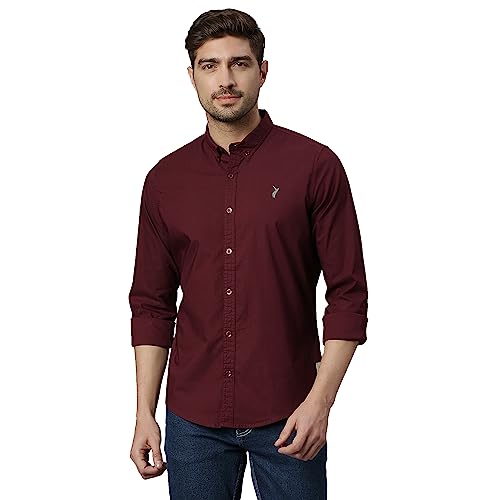 Image of Thomas Scott Men's Cricket Club Collection Classic Regular Fit Twill Shirt | 100% Cotton Long Sleeve Solid Shirt with Button Down Collar (Available in Plus Size)