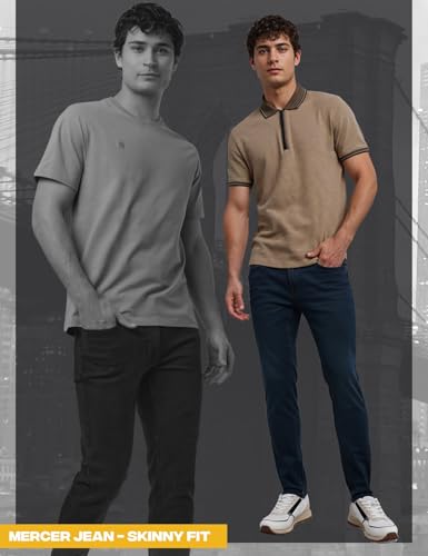 Image of DKNY Mercer Men's Skinny Jeans - Premium Stretch Denim Pants with Classic 5 Pocket Design | Skinny Fit Stretch Jeans for Men
