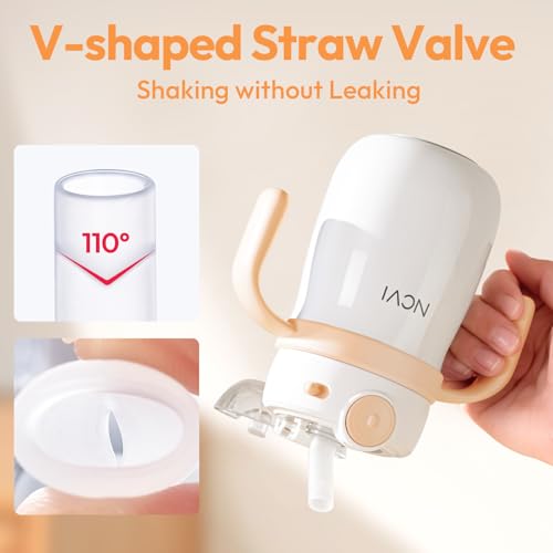 Image of NCVI Kids Stainless Steel Straw Cup, Insulated Spill-Proof with Handle