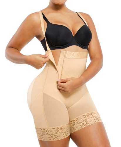 Image of SHAPELLX Tummy Control Shapewear Faja Colombianas Side Zipper Body Shaper Plus Size Postpartum Bodysuit With Butt Lift
