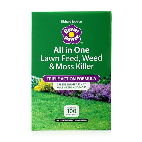 Richard Jackson Flower Power All in One Lawn Food, Weedkiller and Mosskiller, 3.3kg