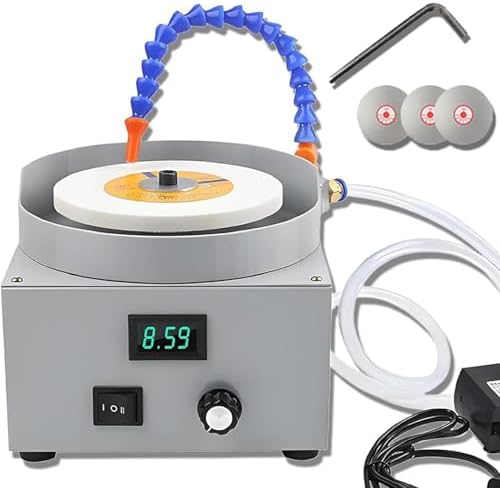 Wet and Dry Knife Sharpening Machine, Wet Bench Sander Electric Knife Sharpener Tool with Grinding Wheel and 3 Diamond Grinding Discs, for Jade, Glass