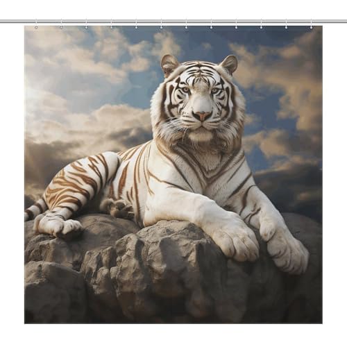 Rideau de douche tigre polyester imperméable lavable 183x183 cm - 2