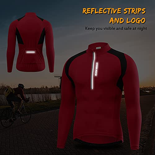 Domary Camisa de ciclismo masculina meia zíper manga longa de secagem rápida respirável MTB mountain