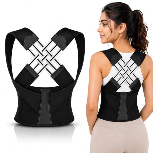 Image of PulGos Universal Size X-Cross Posture Corrector Belt for Men & Women | Adjustable Upper Back Brace for Shoulder & Back Support | Back Straightener for Spine Alignment & Clavicle Support for Unisex