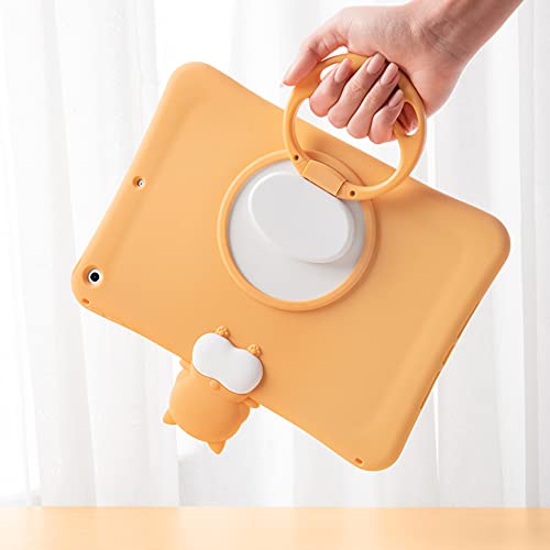 VooDirop iPad 10.2 ケース 2021 第9世代 子供用 シリコン iPad 10.2 専用カバー キャラクター 可愛い もこもこ 動物柄 2021 アイパッド 10.2インチ カバー 耐衝撃 手触り良い スタンド機能 (柴犬)