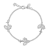 Amberta Echt 925 Sterling Silber - 1.9 mm Rolokette - Armband mit Baum des Lebens - Länge von 17 bis 19 cm - Verstellbarem Verschluss