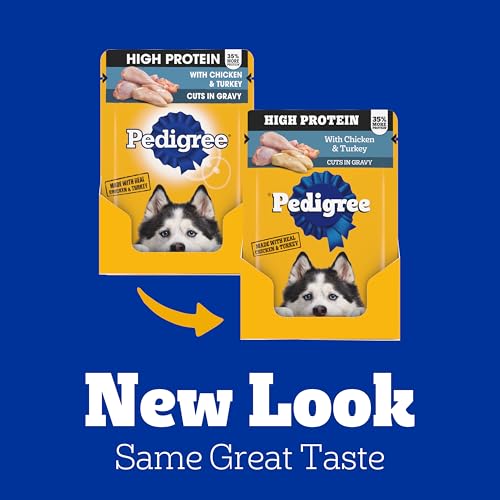 Image of Pedigree High Protein Wet Dog Food Pouch, Chicken & Turkey, 3.5 oz,16 Count