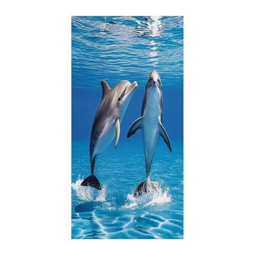 Cortinas divisoras de privacidad para pasillo y dormitorio con diseño de delfines 2