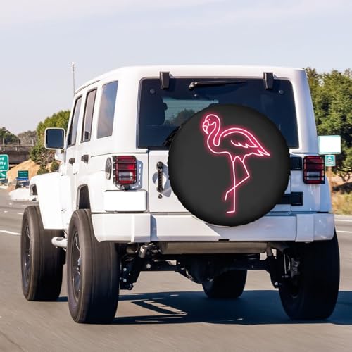 Image of Pink Flamingo Spare Tire Cover Dust-Proof Wheel Tire Cover Fit Trailer, RV, SUV and Many Vehicle 16 Inch