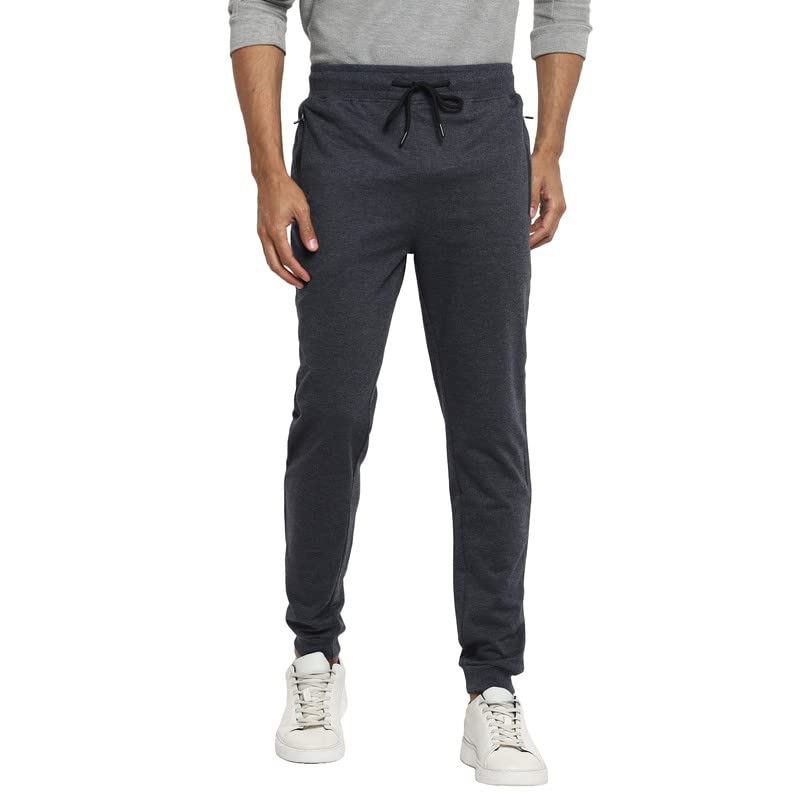turtle Men Essentials Charcoal Melange Solid Joggers-picture-30