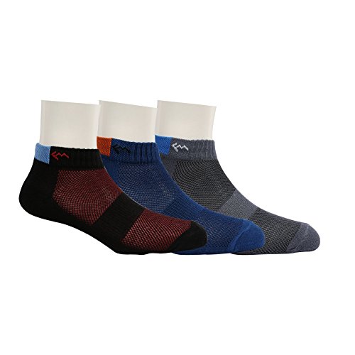Footmate Universal Size Cotton Mens Low Cut Ankle Non-Slip Socks - Multicolor (Pack of 3)