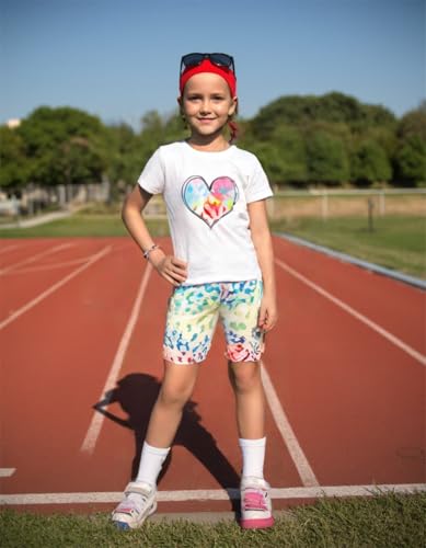 Image of Cakaner Toddler Kids Girl Clothes Floral Letter Graphic Top + Shorts 2PC Girls Summer Short Set