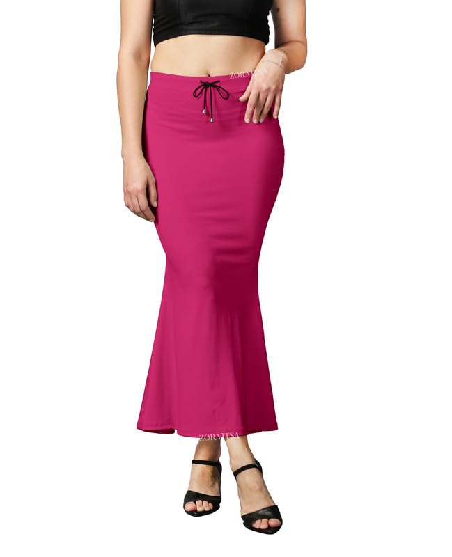 Image of ZORNITSA Cotton Lycra Saree Shapewear Petticoat for Women, Stretchable Saree Shaper Petticoat Inskirt, Shape wear Dress for Saree, Skirts