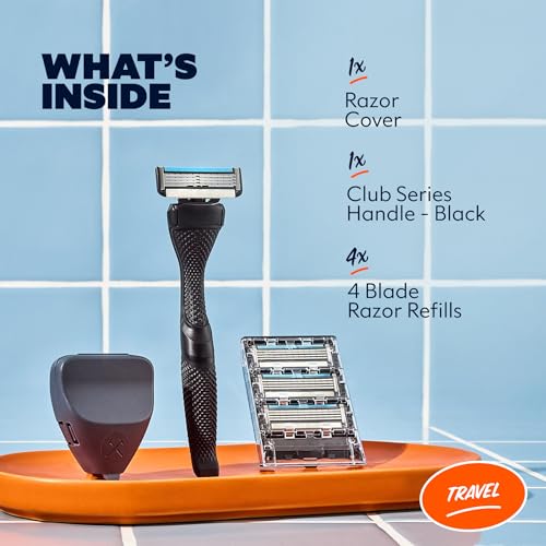 Dollar Shave Club | Travel Shave Set | 4 Swift Rinse Refill Cartridges, 1 Handle (Black), 1 Razor Cover - Image 2