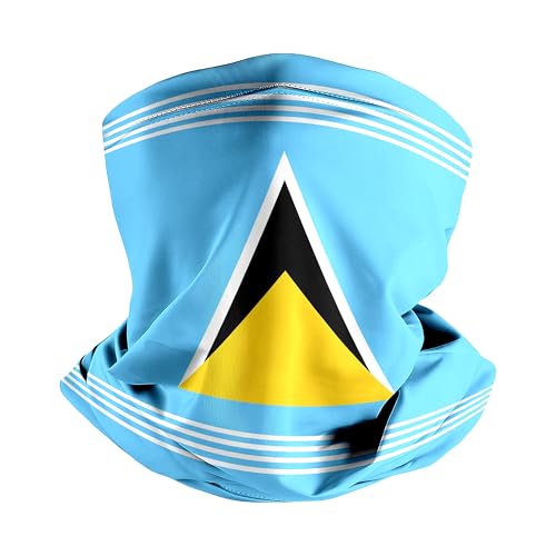 Neck Gaiter Face Mask for Men Women,(Saint Lucia Flags) Face Mask Bandana Scarf Headband Balaclava for Outdoor Sports Cycling Hiking
