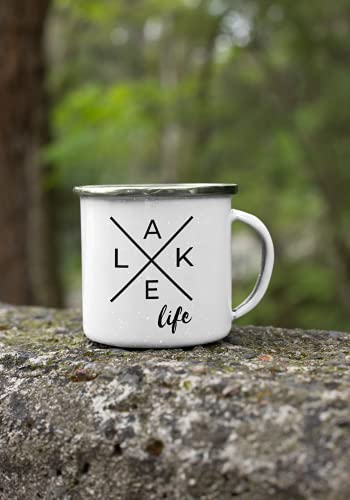 Lake Life - Nature Enamel Coffee Mug For Gift, White, 12Oz #TOP2