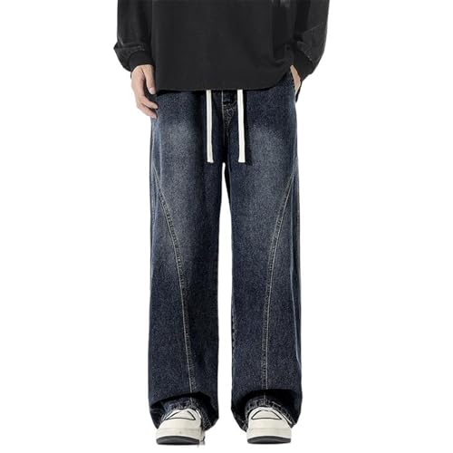 Men's Jeans Spring Spliced Denim Straight Leg Casual Pants