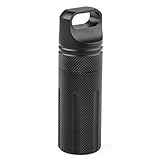 ALTTIMERY Waterproof Capsule Seal Bottle Holder Case Container Dry Box Outdoor Survival Emergency EDC Tool (black)