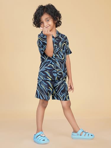 Image of Ninos Dreams Boys Cotton Rayon Coord Set with shorts /Holiday Shirt & Shorts