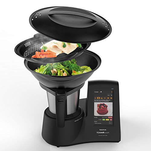 Taurus-Mycook-Touch-Black-Edition-Robot-de-Cocina-con-wifi-1600W-2L-hasta-140o-multifuncion-miles-de-recetas-gratuitas-e-ilimitadas-app-mycook-conectividad-con-tu-smartphone-Vaporera-Negro
