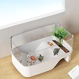 Hodeffior Casa de tortugas con áreas para criar y alimentar, para interiores, caja de tortugas, jaula de tortuga, hábitat de reptiles, 35 x 23 x 17 cm