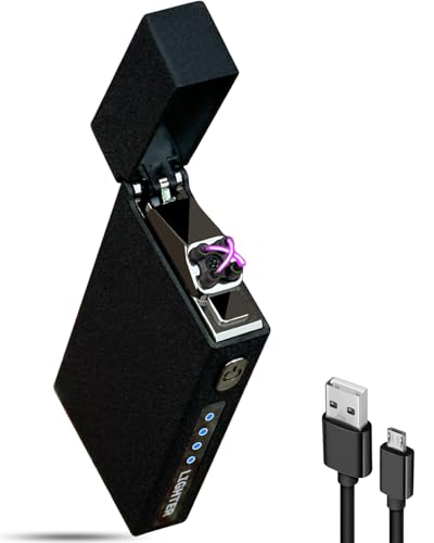 Electric Lighter, Windproof Lighter Flameless Plasma Beams USB Rechargeable Lighter w/Battery Display - for Fire/Cigarettes, Campings