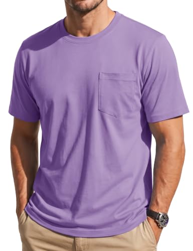 MAGNIVIT Men's Pocket T-Shirt Short Sleeve Cotton Casual Tee Lt Purple XL