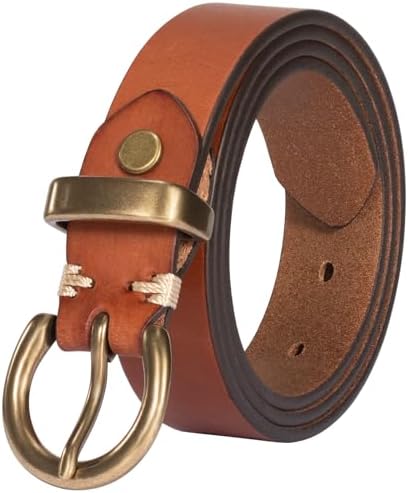 Womens Belts for Jeans Genuine Leather Belt Vintage Solid Brass C...