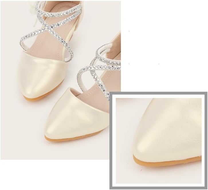 Girls Low Heels Dress Shoes Flower Rhinestone Mary Jane Princess Sandals Wedding Party