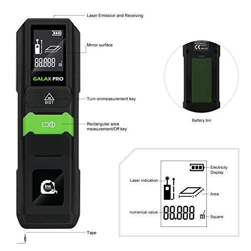 image for Laser Distance Meter, GALAX PRO 131ft/40m Portable Laser Distance Meas