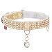PetsHome Cat Collar, Dog Collar, [Bling Rhinestones] Premium PU Leather with Pendant Adjustable Collars for Small Dog and Cat Small Gold