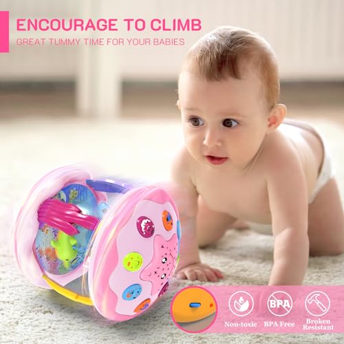 Image of Baby Toys 6-12 Months - Musical Light Up Rotating Toys, Pink Ocean Projector for Infant 9-12-18 Month, Learning Visual & Hearing & Crawling Skill, Birthday Gifts for Toddler Boys Girls 1 2 3 Years Old