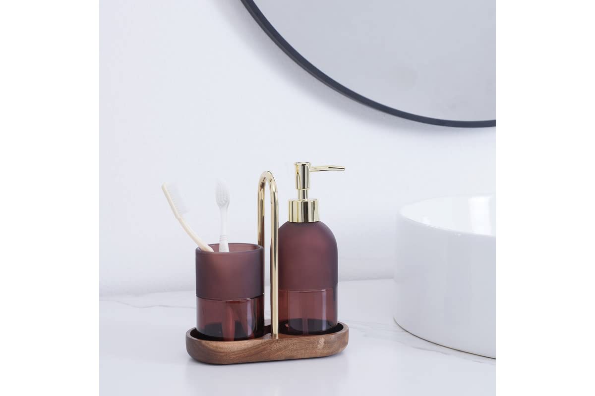 Pan Emirates Flint 3 Pieces Bathroom Accesseries Set - Brown