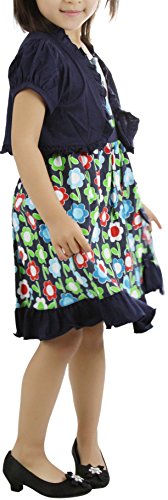 Image of ToBeInStyle Girls Two Piece Short Sleeve Dress and Matching Bolero Crop Cardigan Assorted Prints Cotton Blend Summer Outfit