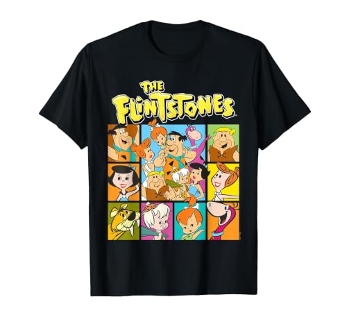 The Flintstones Character Squares T-Shirt, Men, Black, 3X-Large
