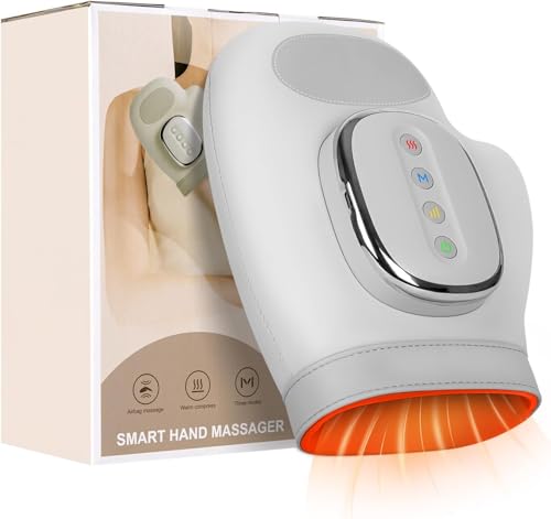 GALAKSIOZ Cordless Hand Massager for Arthritis and Carpal Tunnel Updated Bigger Electric Hand Massager with Heat and Compression Wrist Finger Massage Gifts for Mother Father (White)