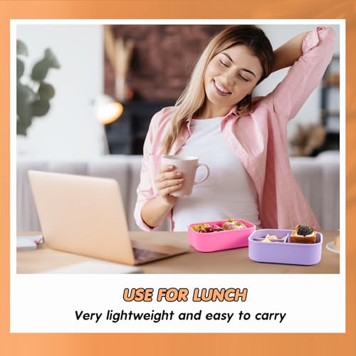 Image of Layhit 4 Pcs Silicone Bento Box for Adults, 27 oz Bento Lunch Container Reusable Food Container for Women Men, Leak Proof Microwave Dishwasher Freezer Safe (3 Compartments,Bright Colors)