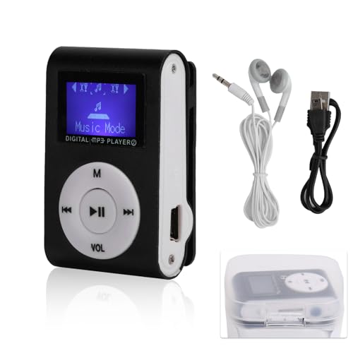 Mini Reproductor de Música MP3, Reproductor Deportivo Portátil con Clip, Pantalla LCD, Admite Expansión de Tarjeta de Memoria de hasta 32 GB, Batería de Larga Duración para