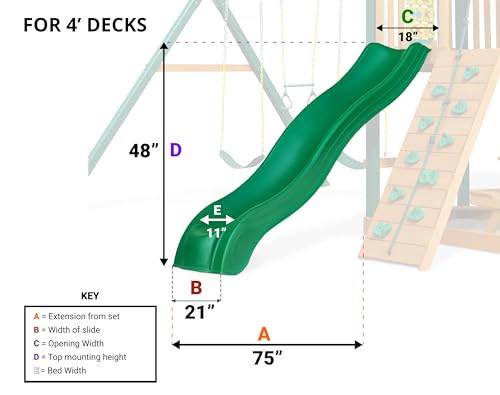 Swing-N-Slide WS 8200 Apex Wave Slide 8 Foot Long Plastic Outdoor Wave Slide for 4' Swing Set Decks, Green - Image 2