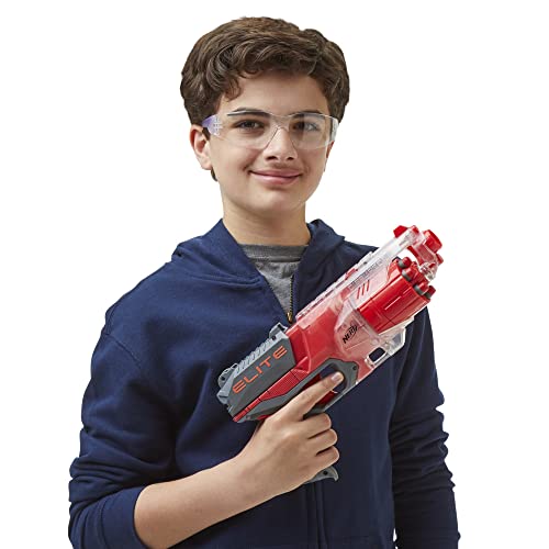 Nerf Elite, Blaster Disruptor, Barillet Rotatif 6 fléchettes, 6 fléchettes Nerf Elite, tir à Pompe, Rouge translucide F2694 Taille Unique Multicolore