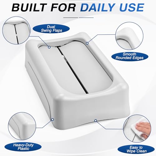 Image of Maxdot 2 Pcs Recycle Bin Swing Lids for 23 Gallon Slim Trash Can Plastic Recycling Trash Can Lids, Garbage Waste Sorting Lid for Kitchen Classroom Office Outdoor