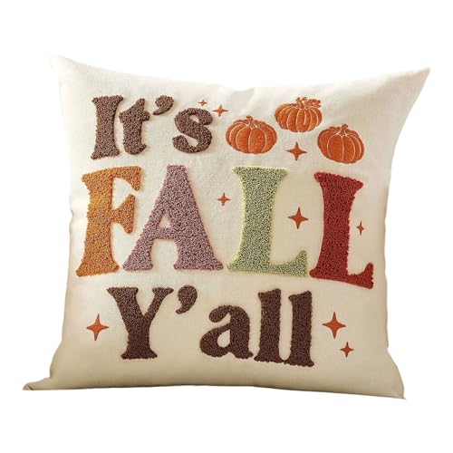 カボチャオータムリーフ刺繍クッションカバー家の装飾秋感謝祭ポリエステル生地装飾枕ケースソフト枕ケース用リビングルーム