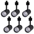 BRIVOLART 6 Pack LED Track Lighting Heads Compatible with Single Circuit H Type Track Lighting Ceiling Spotlight 7W Wall Art Lighting 24° Black Tracking Spotlight Fixtures for Kitchen (3000K)