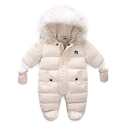 Kaizizi Baby Jongens Meisjes Winter Eendelige Voetjes Sneeuwpak Bont Trim Hooded Rits Jumpsuit Jas Dikke Warm Down… - Image 5