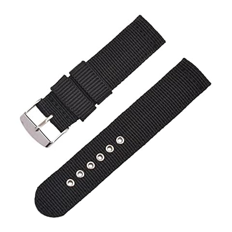 16mm 18mm 20mm 22mm 24mm Nylon Watch Strap Universal Replacement Canvas Watch Band, Black, 16mm Cover
