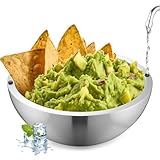 Honeydak 1 Pack 70 oz Dip Chiller Bowl Stainless Steel Double Walled Insulated Ice Serving Bowl for Parties Salsa, Guacamole, Condiments, Sauces, Salad & Food Hot or Cold